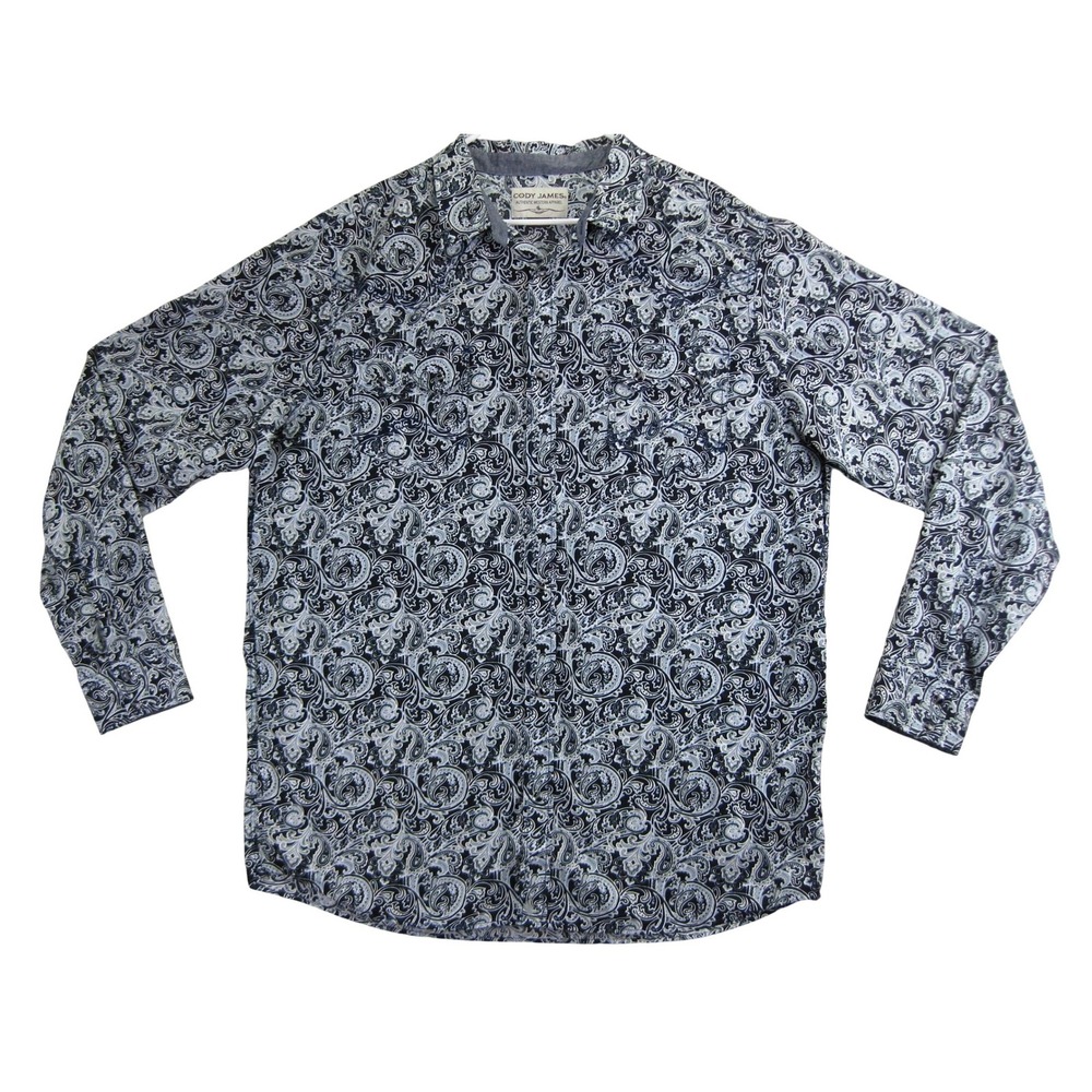 Cody James Paisley Western Button Up Shirt Mens 2XLT Blue Long Sleeve‎ Cowboy